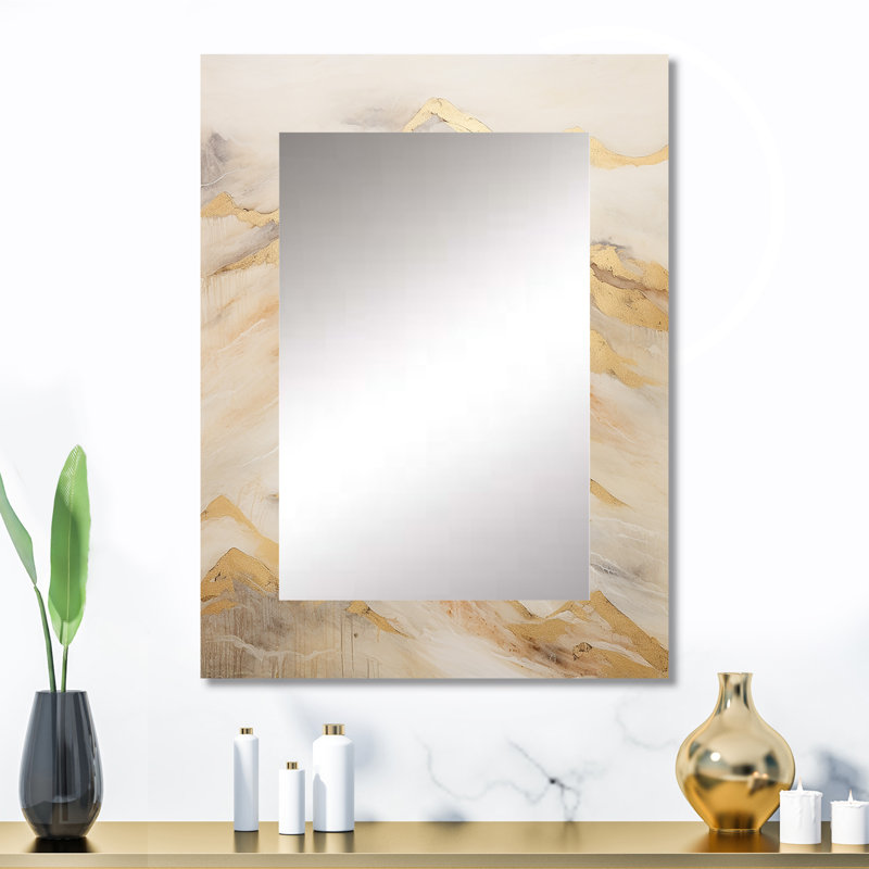 Alpine Mountain Harmony III - miroir de montagne, miroir mural traditionnel unique, impression d'art en métal, 32 po x 24 po