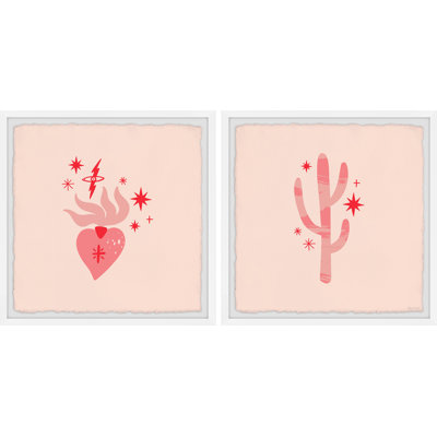 Lurmont Cactus Hearts by Marmont Hill - 2 Piece Single Picture Frame Painting Set
