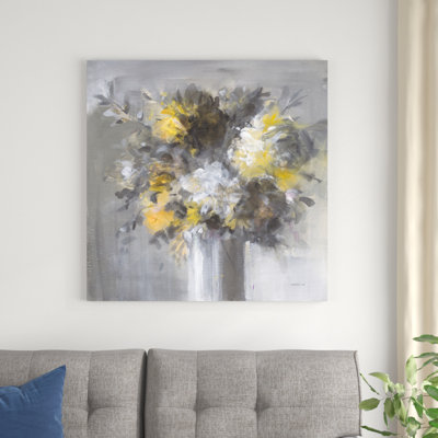 «Weekend Bouquet Yellow Gray» par Danhui Nai - peinture sur toile tendue
