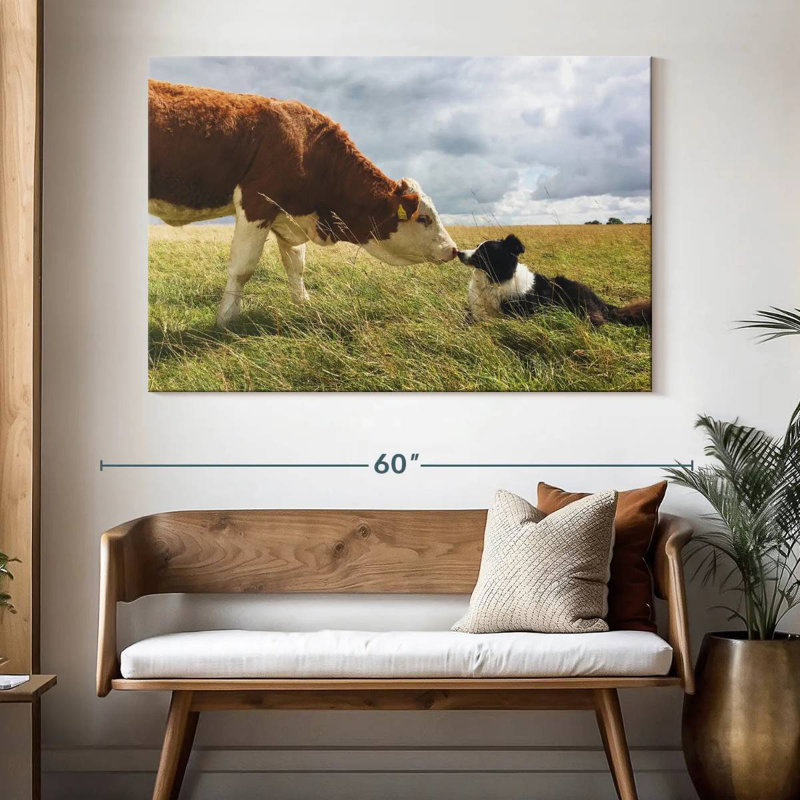 Brampt Border Collie And Cow, 34" H x 51" W