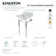 Edwardian Marble White/Matte Black Rectangular Console Bathroom Sink with Overflow