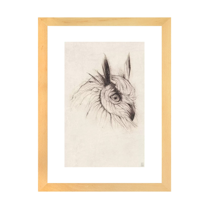 «Owl II» par Mike Koubou - impression d'art graphique, H 24 po x l 16 po x P 1 po, Papier encadré de bois naturel