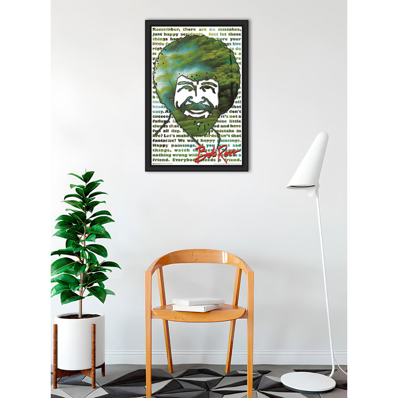 Bob Ross - Citations, affiche d'art encadrée - 24 x 36 pouces - Cadre en bois d'ingénierie avec verre plexi