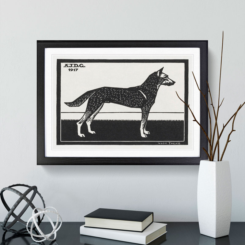Dog by Julie De Graag - Picture Frame Painting, 36cm H x 48cm W x 2cm D, Black Framed