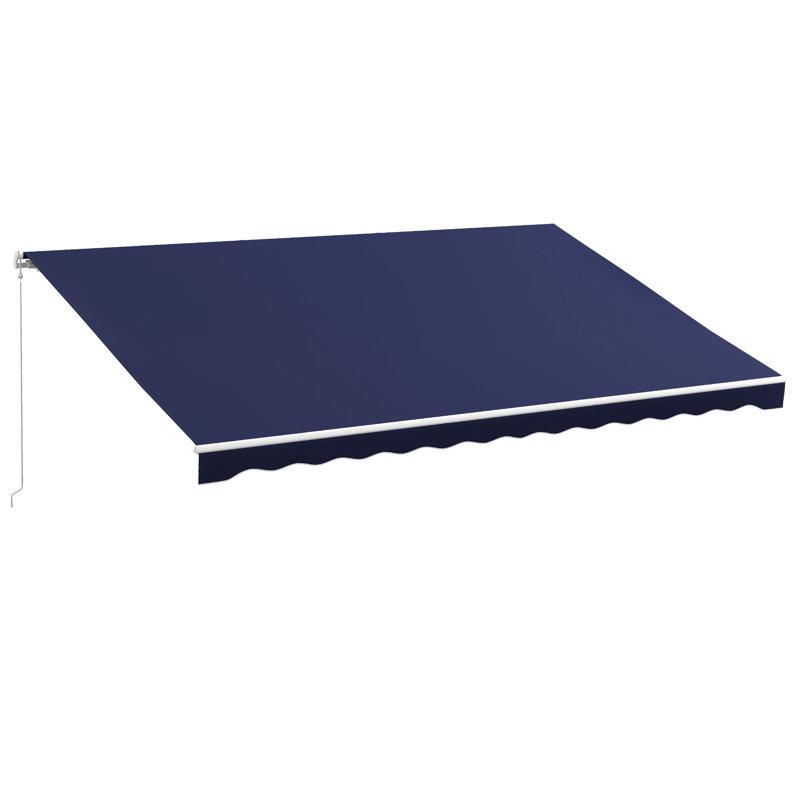Electric Awning, Retractable Awning with Remote Controller and Manual Crank Handle, 59.1" H x 118.1" W x 189" D, Blue