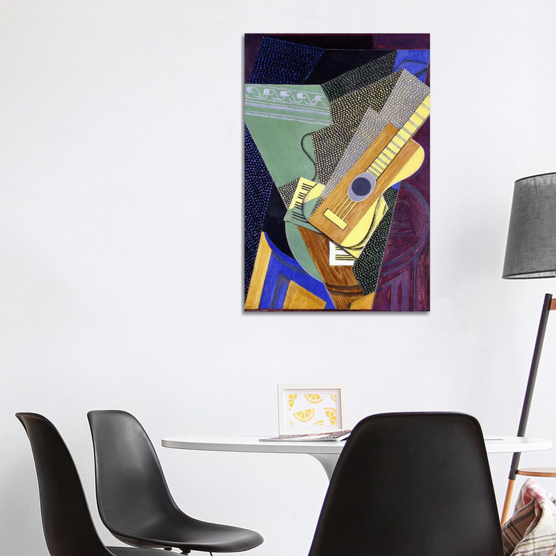 Guitare sur table Table sur une table, 1916 par Juan gris, reproduction d’art, H 48 po x l 32 po x P 1,5 po, Toile tendue