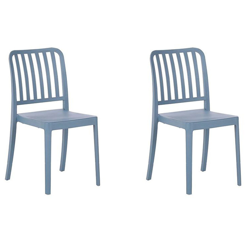 Bianka Stacking Patio Dining Side Chair with Cushion, Blue