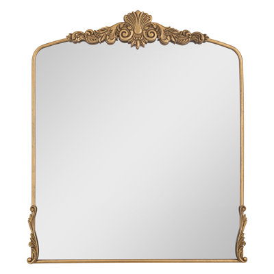 36"×30" Vintage Baroque Arch Wall Mounted Mirror With Gold Metal Frame For Living Room&Bedroom