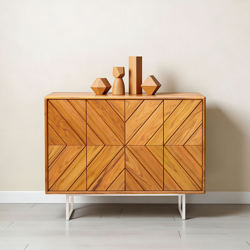 Buffet simple en bois massif avec rangement, H 36,22 po x l 47,24 po x P 15,74 po