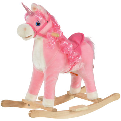 Laredo Kids Plush Rocking Horse Ride On Unicorn w/Sound 3-6 Years Pink