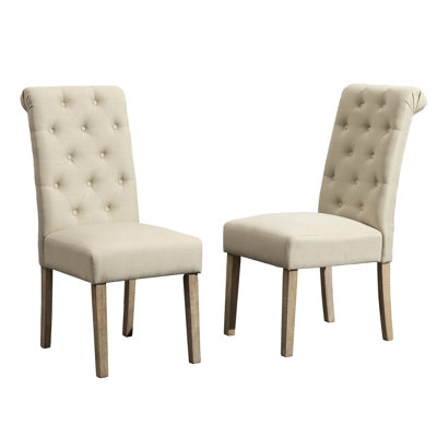 Habit Solid Wood Tan Dining Chairs With Tufting, Of 2 - Quality Seating 2 Chair , Stylish Outlook
