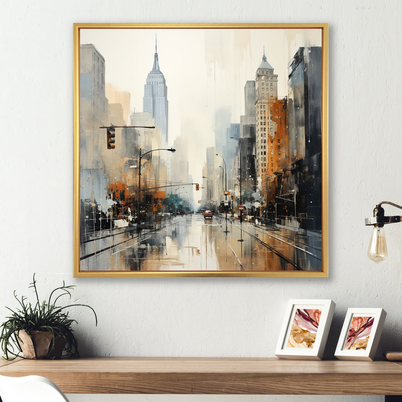 «Beige gratte-ciel», reproduction d'art, H 30 po x l 30 po x P 1 po, Cadre flottant doré