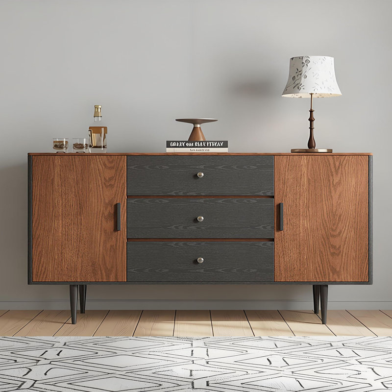 Buffet simple et rétro avec rangement, H 33,46 po x l 70,86 po x P 15,74 po