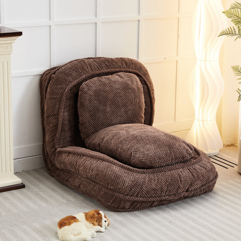 Structure en métal réglable, fonction de siège et de sommeil, économiseur d'espace, chaise de chambre pliante brune, 5 réglages,