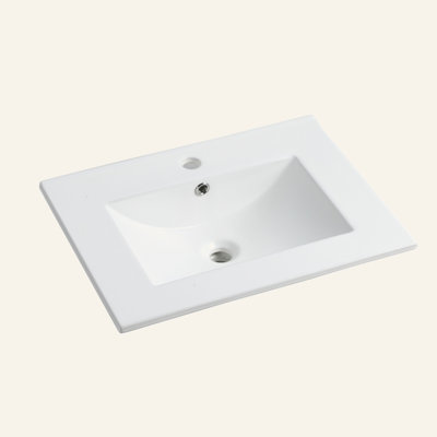24 Inch Ceramic  Vanity Top, 24"D X 18.3"W X 6.7"H(Only Basin)