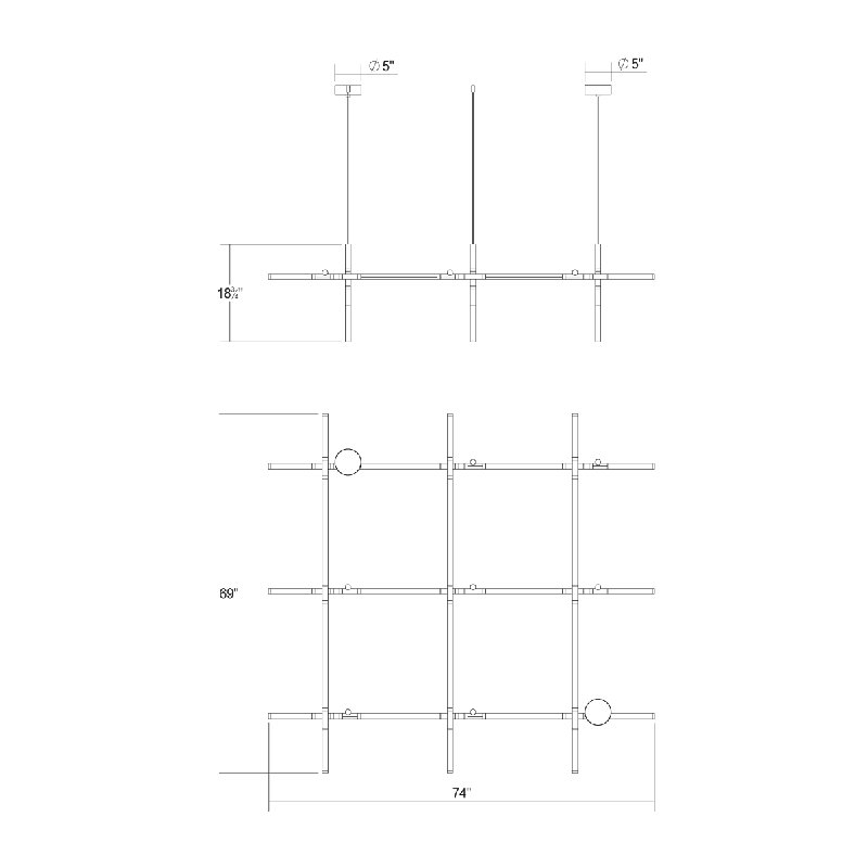 Labyrinth 1 - Light LED Chandelier, Brass