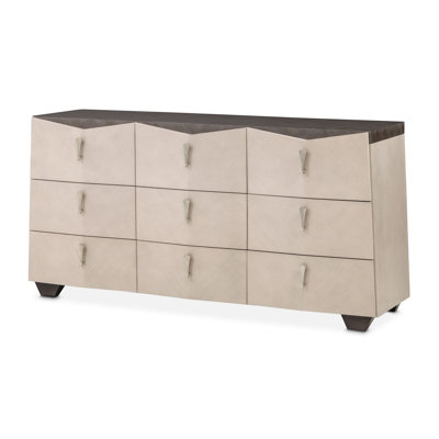 Fantosini 72" Wide 9-Drawer Dresser - Silver Mist