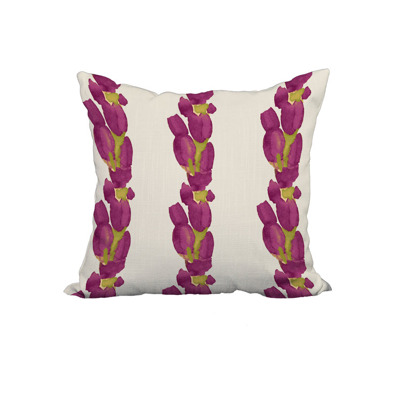 Sunset Tulip Floral Reversible Throw Pillow, 18" x 18", Purple