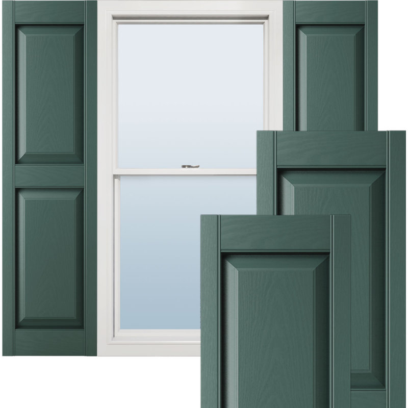 Vinyle à vie, panneaux sur mesure, volets surélevés, avec persiennes, Vert forêt, H 62 po x l 12 po x P 1 po
