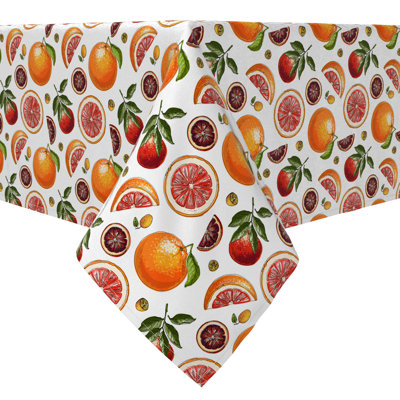 Fabric Textile Products, Inc. Rectangular Tablecloth, 100% Cotton, 60X84", Sketches Of Citrus Fruits