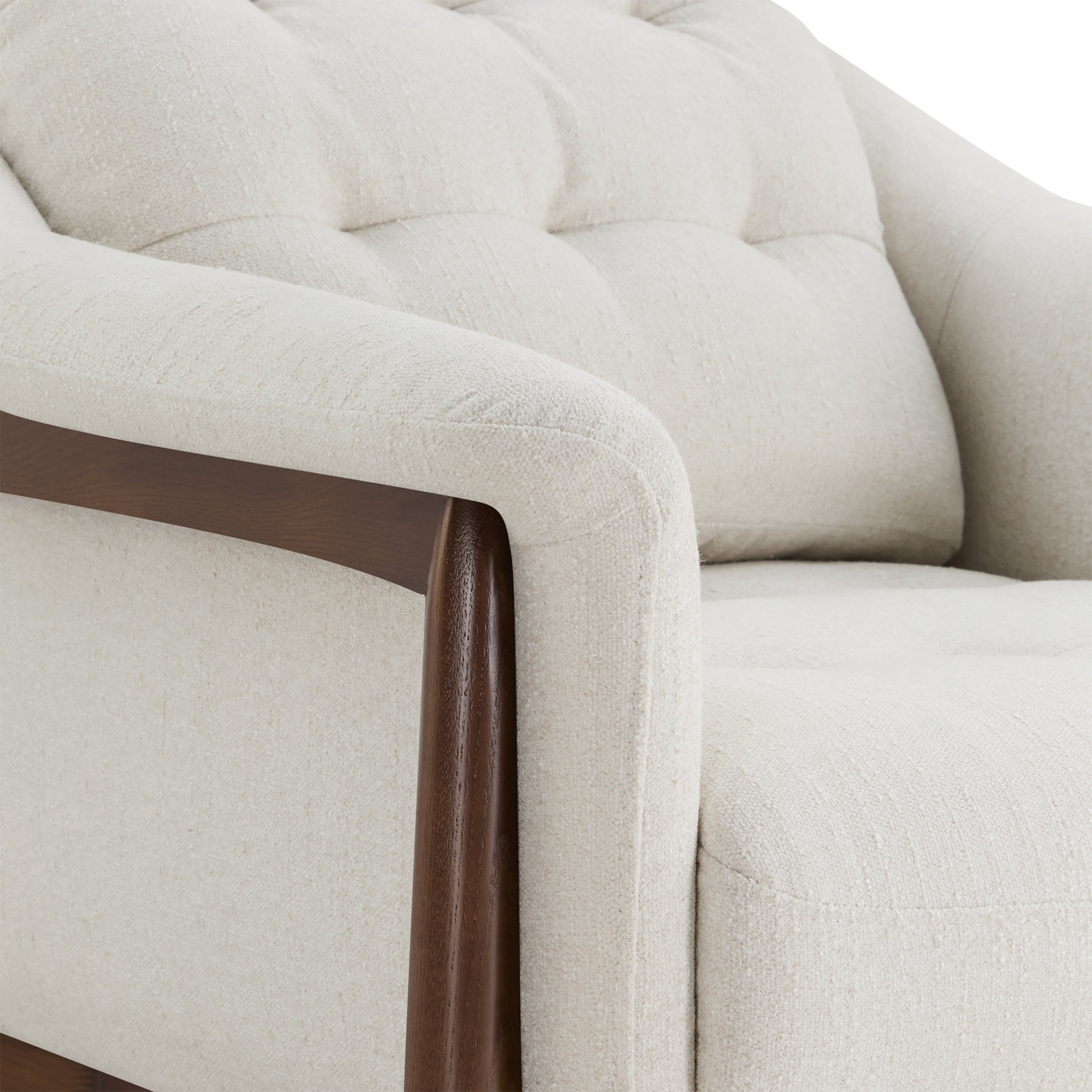 Ashford 32.7" Upholstered Armchair With Ottoman, White