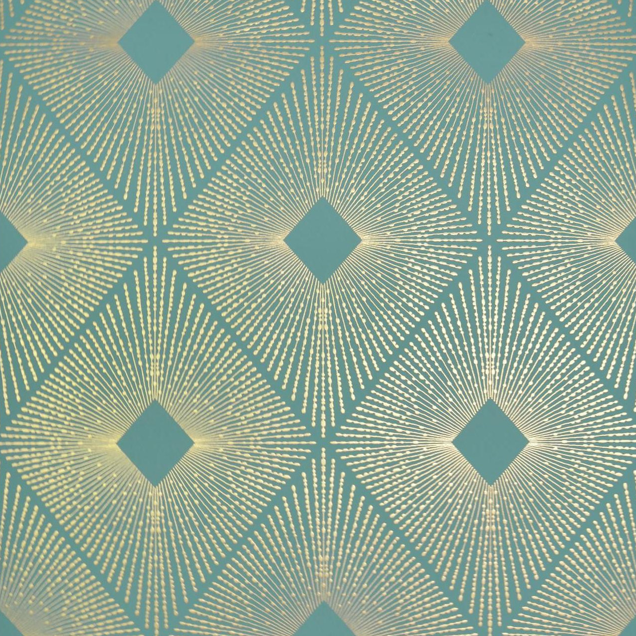 Antonina Vella Modern Metals Modern Geometric Wallpaper, Teal/Gold