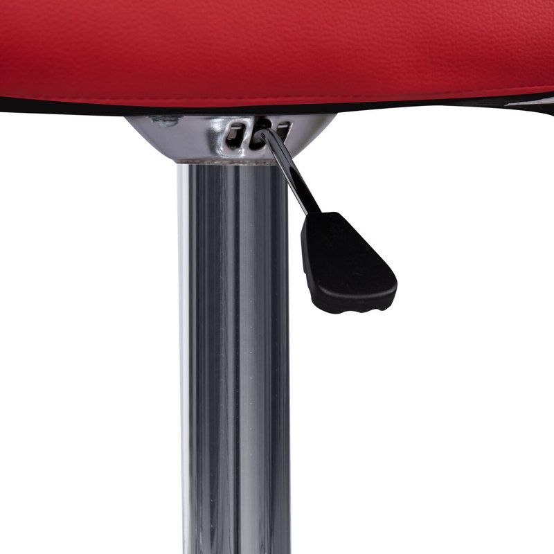 Swivel and Height Adjustable Leather Barstools, Red