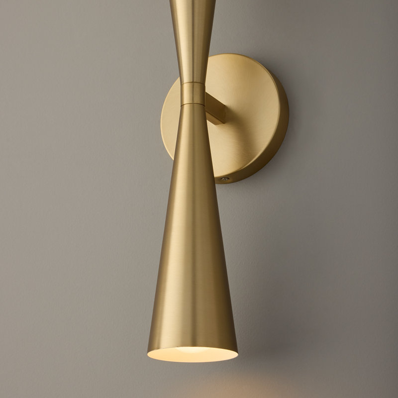 5" W x 19.25" H 2-Light Modern Tapered Dual Sconce in Matte Brass, Matte Brass, 5"W x 19.25"H x 4.75"E