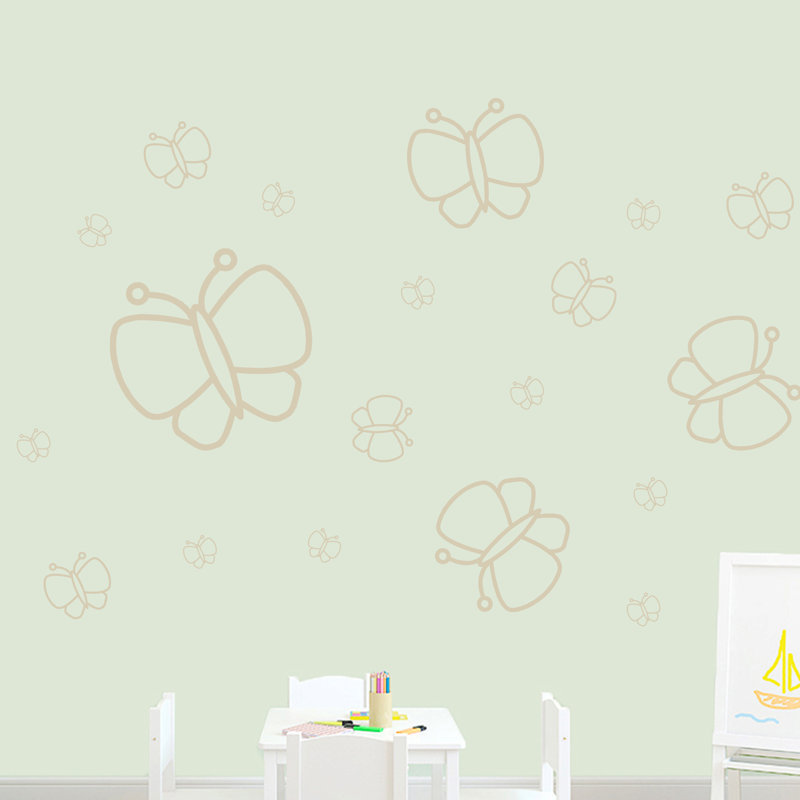 Adhésif décoratif papillons Harty, Beige clair