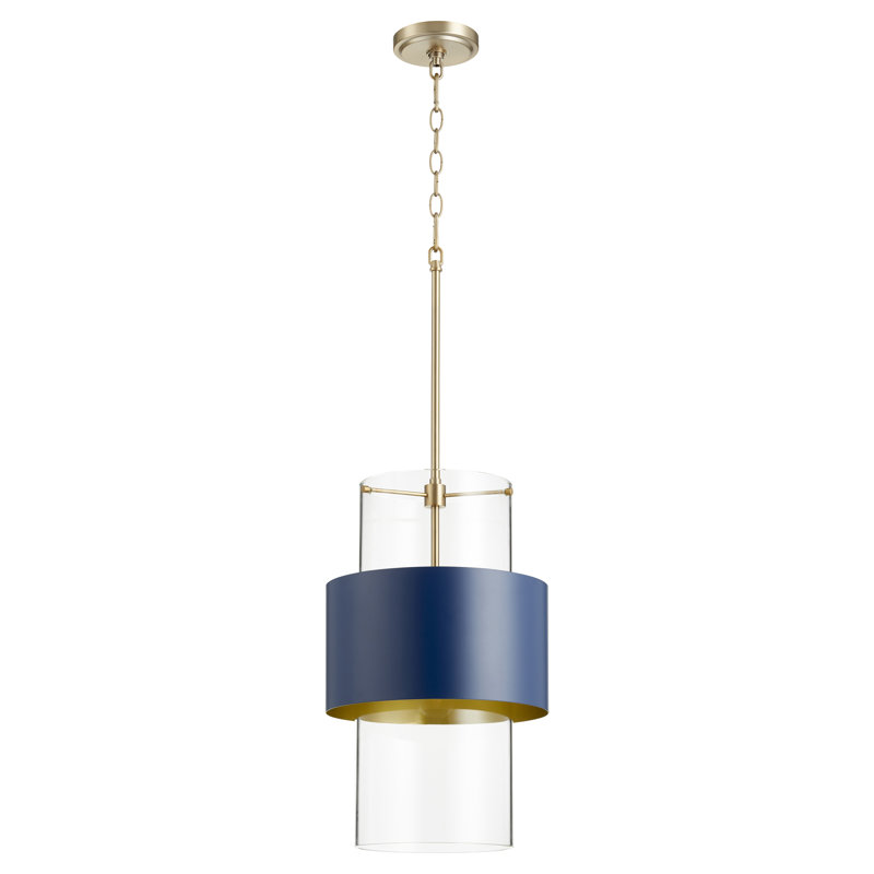 Luminaire suspendu cylindrique 1 lumière, bleu