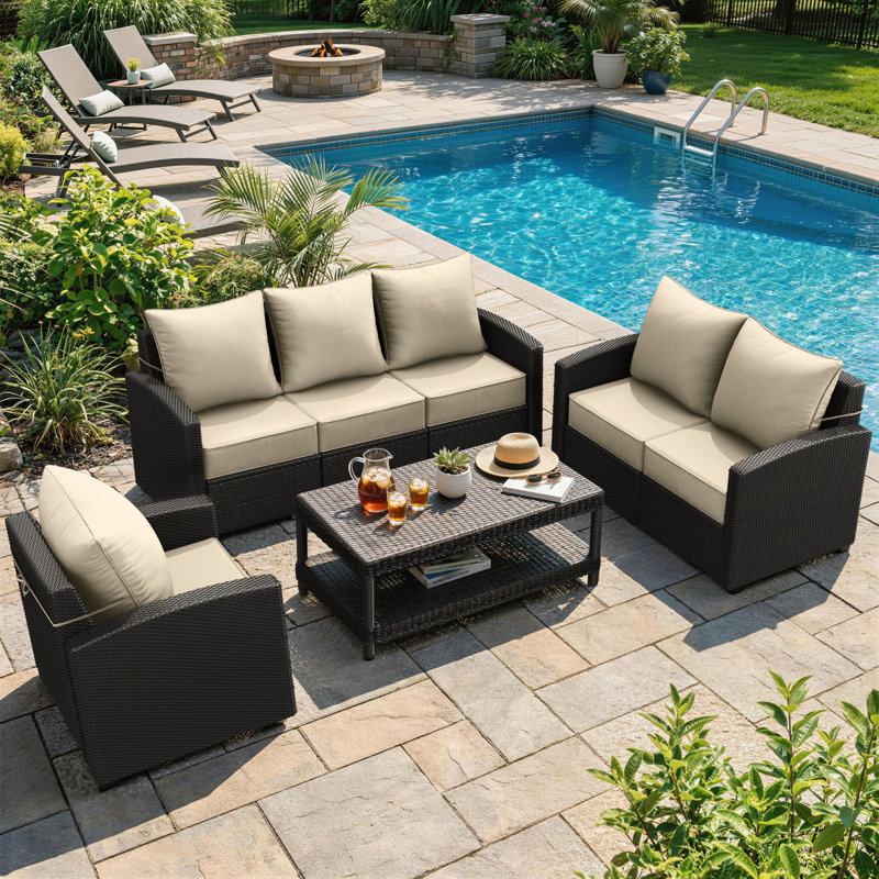Ensemble de coussins de siège d'extérieur profond - 6,5 po d'épaisseur, coussins de patio antidérapants pour chaises, canapés et canapés