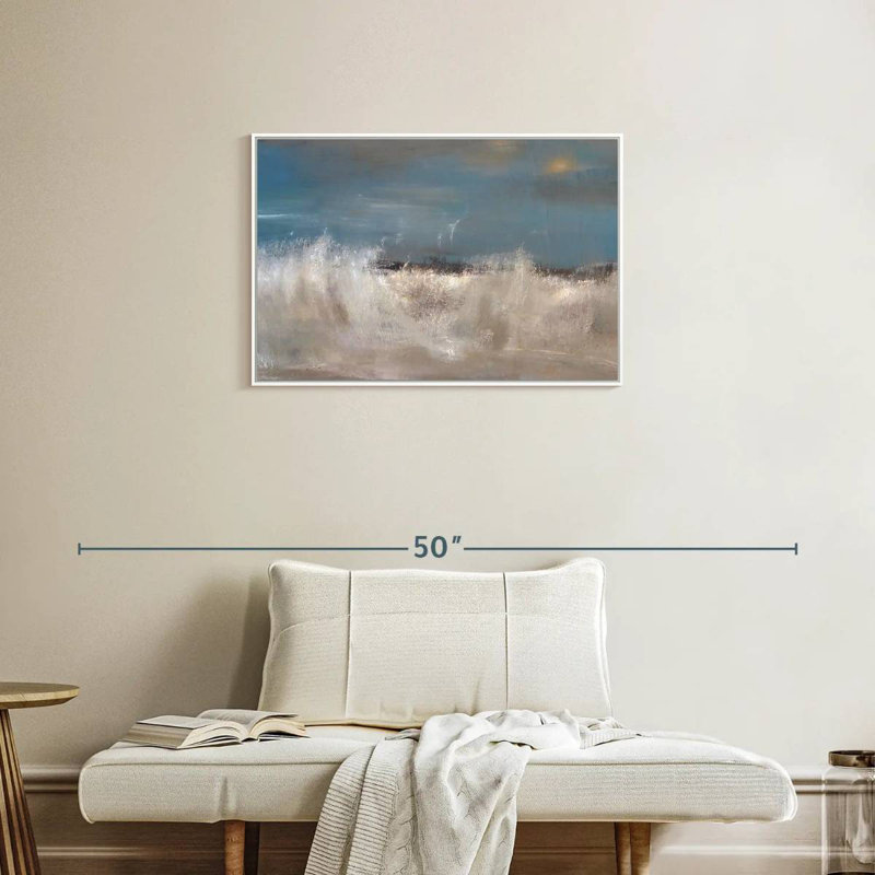 Vagues de la mer sauvage, Cadre flottant blanc, 31 po x 21 po