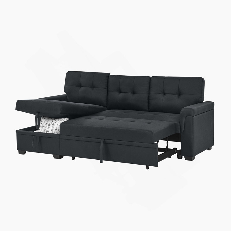 Canapé-lit coulissant de 86 pouces avec mécanisme de conversion facile et confort d'assise moelleux., Noir