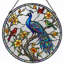 Panneau de vitrail à motif floral paon H 12 po-1389529700