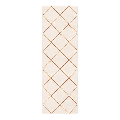 Tapis à carreaux blanc et doré Latitude Run® Nikica