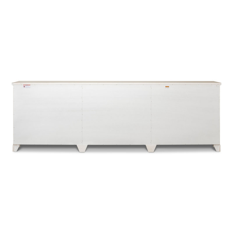 Boxholm 112'' W Solid Wood Sideboard, Stucco White/Gray Quartz