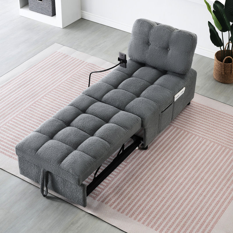 Lit convertible de 41,08 pouces de long, tissu gris, répond à toutes les exigences, Gris