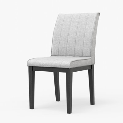 Vecy Dining Side Chair Set Of 2, Channel Gray Fabric, Vintage Black