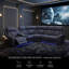Canapé d'angle 3 pièces en cuir gris sable bleuté, inclinable électriquement, avec haut-parleur Bluetooth, accoudoirs de rangement et console centrale (ensemble de 3)