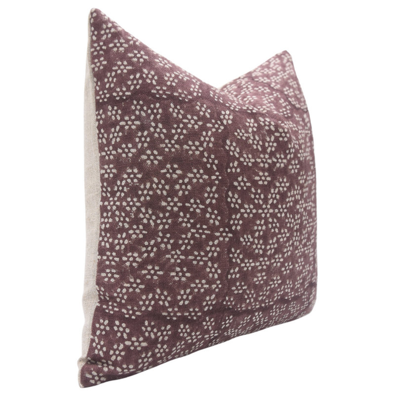 Coussin décoratif en lin imprimé à la main Fabividine Olavrasti - 14 x 14 po, 14 po x 14 po, Carrée
