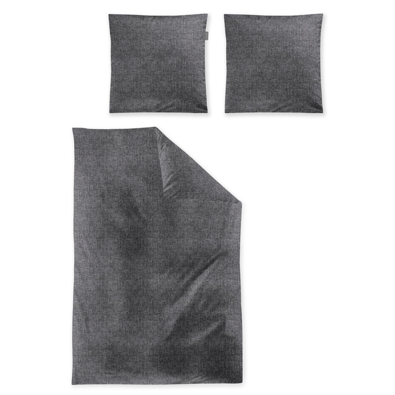 Fleece cotton bed linen set Mink 8835, Grey, 200 x 200cm - 2 Pillowcases (80 x 80cm)