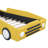 Twin Size Race Car Bed With Yellow Wheels And Firm Construction - Long-Lasting Rest Car-Shaped Platform Robust Frame Stylish Bedroom Essential-776199521