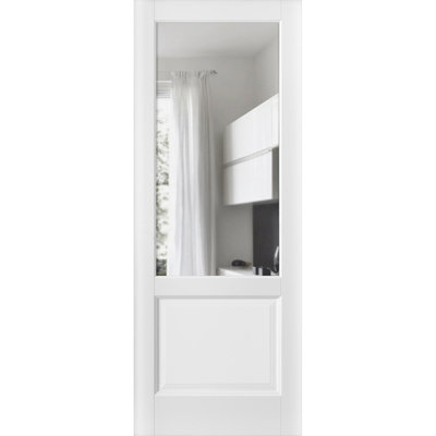Lucia Clear Glass Wood Standard White Door Slab