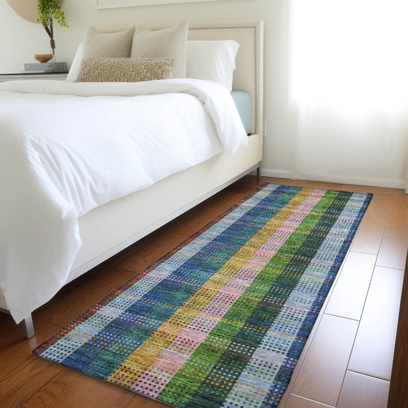 Premium Machine Washable Prisco Navy Rug, Runner 2'3" x 7'6"