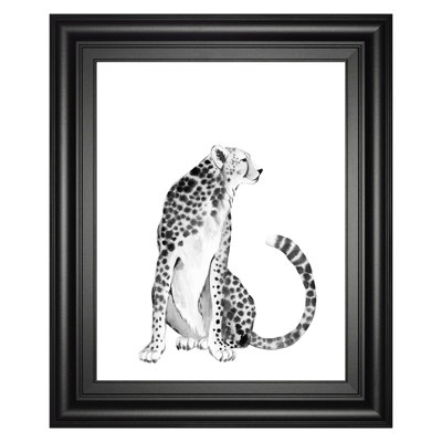 Art mural chrome guépard I - 22 po x 26 po - Cadre noir