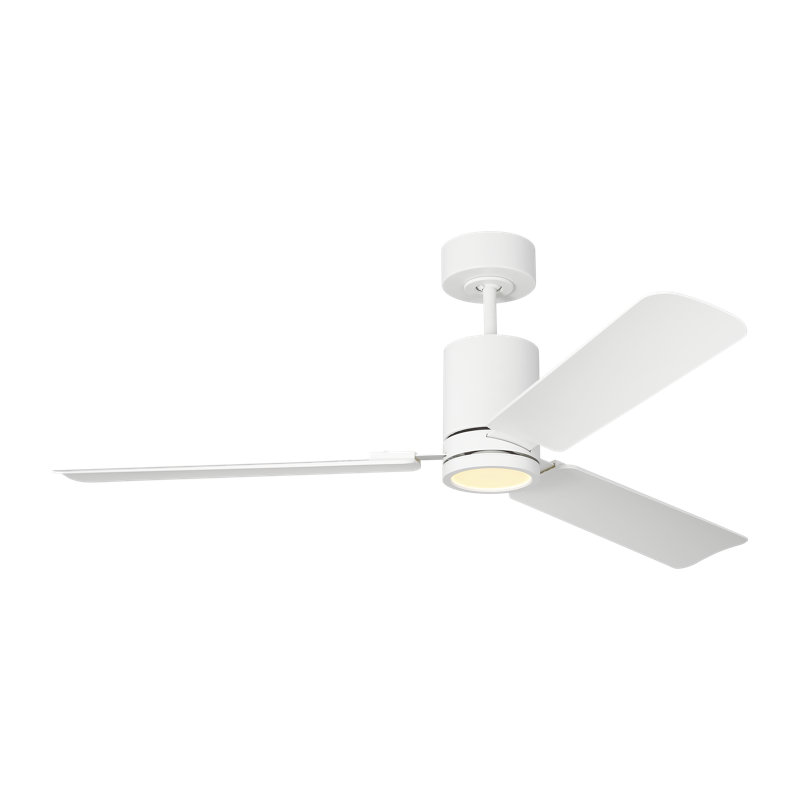 Visual Comfort Fan Cleancut Smart 54 LED Indoor Ceiling Fan with Threaded Downrod, Matte White ABS blades and Handheld Remote