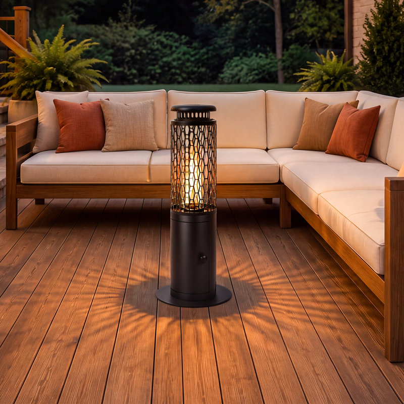 Chauffage de terrasse à granules de bois de 58 cm (23 po), foyer extérieur avec flamme visible