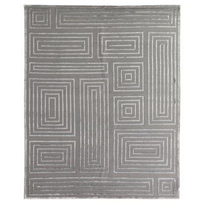 Metro-Velvet Geometric Area Rug in Silver