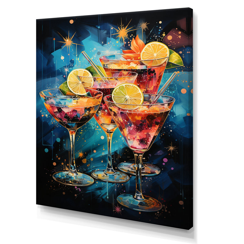 Dazire Cocktail Cocktail Confetti V sur toile, H 20 po x l 12 po x P 1 po, Toile tendue