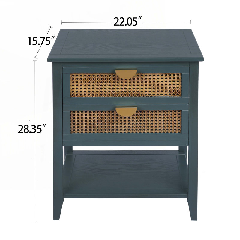 Wood Console Table with 2 Drawers,Shelf, Green